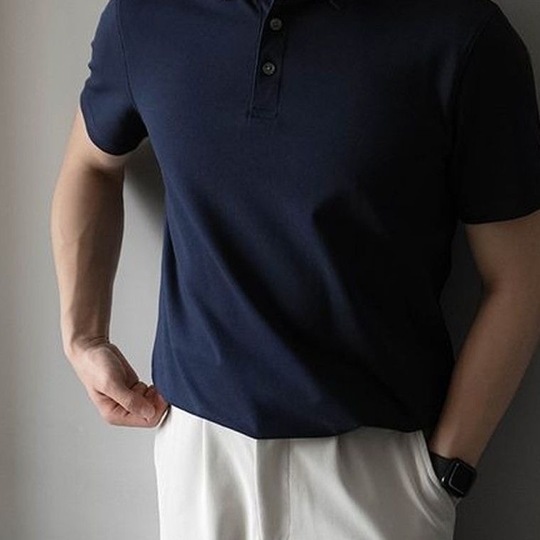 丝光珠地翻领Polo衫 长绒棉 细节图1