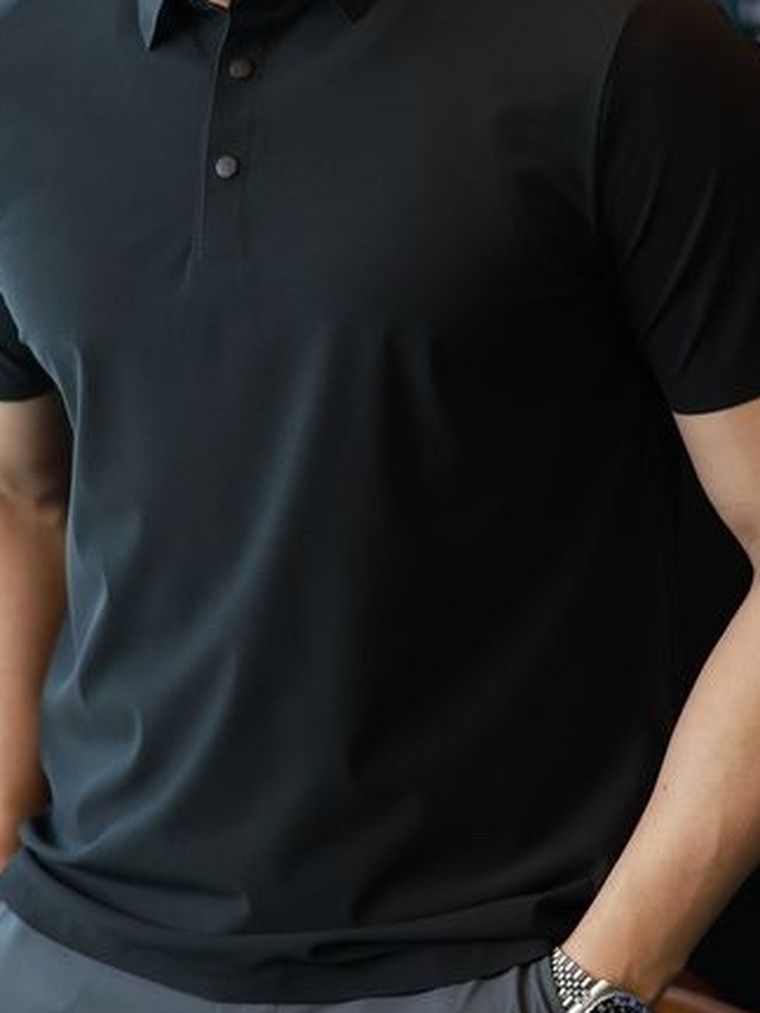 冰丝弹力翻领Polo衫 商务休闲 细节图1