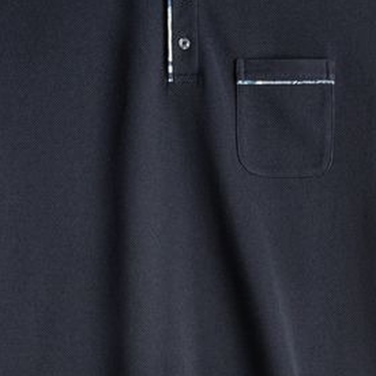 正肩翻领短袖Polo衫 藏蓝 细节图2